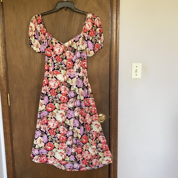 3/$33 Lily Rose dress floral print puff sleeve tie back boho cottagecore L jr - Picture 12 of 17